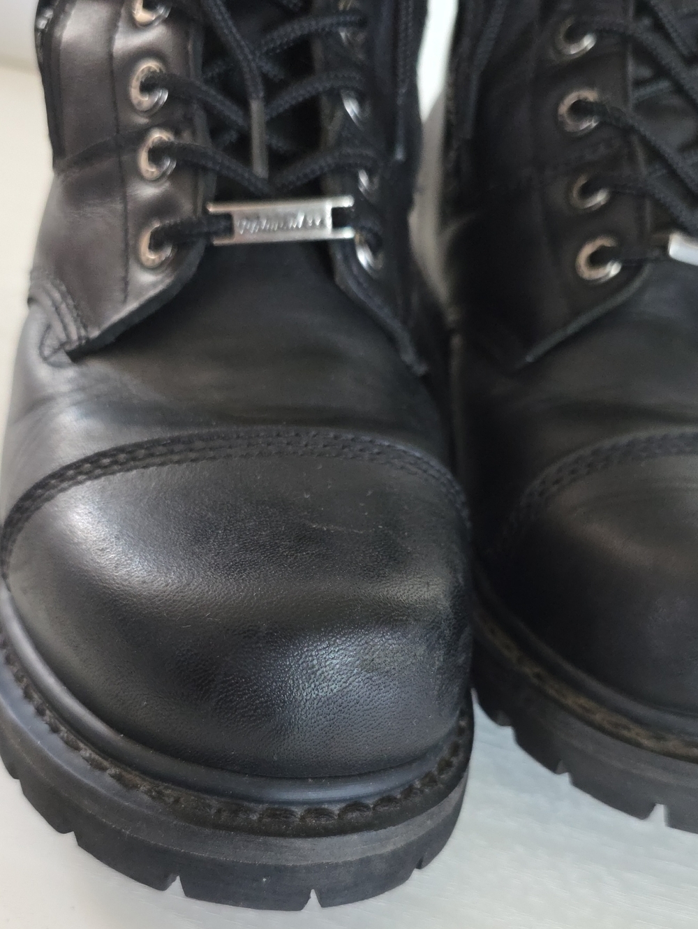 Milwaukee Trooper Black Leather Lace Up Buckle Motorcycle Biker Boots Mens 8.5D - Picture 8 of 16